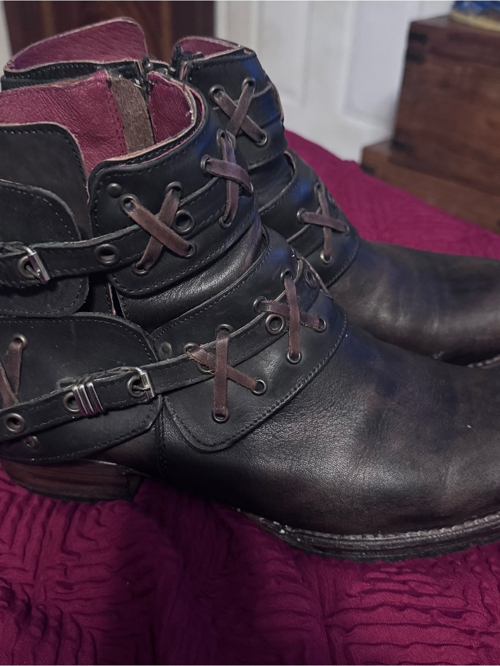 Freebird “Dublin” Distressed Leather Ankle Boots - Womens Size 12
